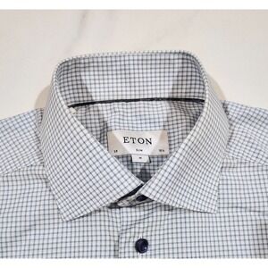 Eton Dress Shirt 15.5 Slim Fit Mens Blue  Plaid Medium Long Sleeve
